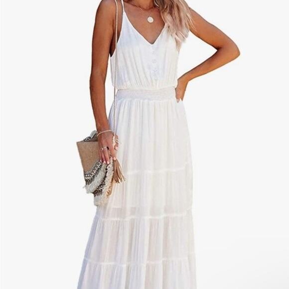 pretty garden Dresses & Skirts - PrettyGarden Womens Maxi Dress Size Small White Graduation Boho Western Summer